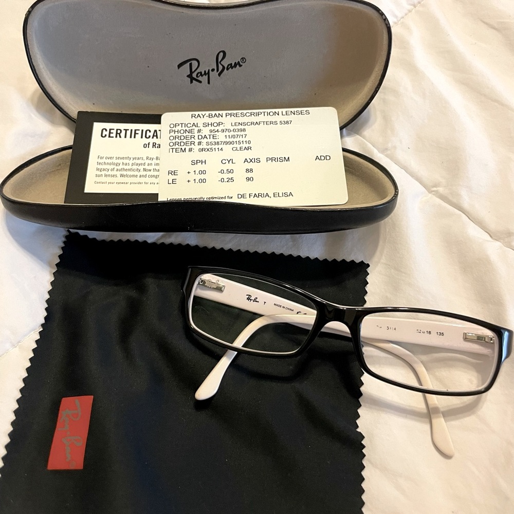 RAY-BAN Glasses, Black/white with Lenses